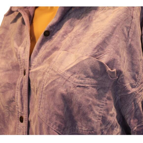 Vintage 90s Bill Blass Purple Crushed Velvet Oversize Button Down Shirt Size 1X - Picture 11 of 15